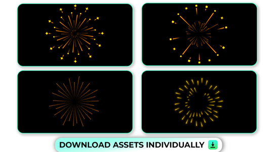 Fireworks Yellow Golden Symmetrical Geometrical Burst and Pops