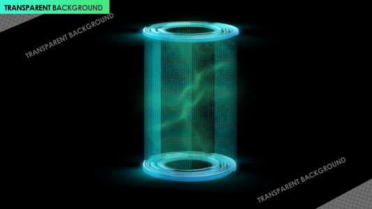 Hologram Blue Cylinder with HUD and Green Smoke