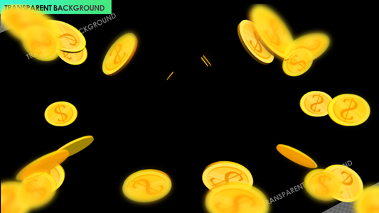 Gold Coin Burst with Circular Zoom Blur