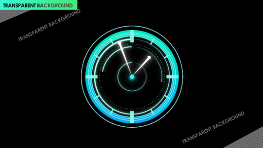 Neon Green Tech Clock HUD Circular Interface - Quickate Motion
