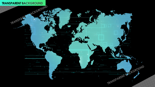 Dotted World Map Radial Blur Reveal in Tech Theme