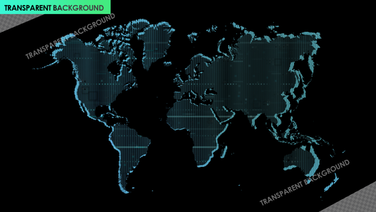 World Map Vertical Blinds Outline in Blue Tech Style