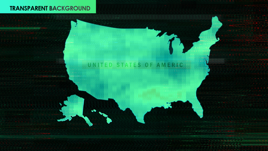 USA Map Animation with Glitch and Futuristic HUD Neon Light Effects