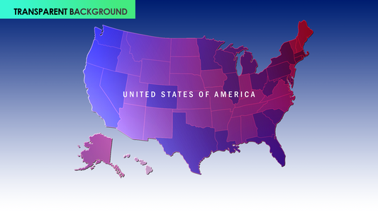 USA Map Animation with Flag Colors and Light Sweep Effect