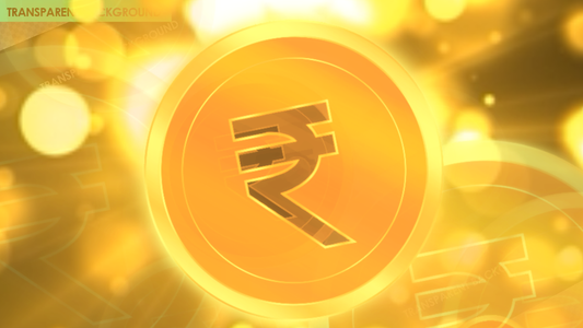 Rupee Coin Burst with Gold Particle Explosion