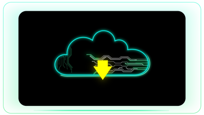 Cloud Storage Download Technology Outline Neon Type
