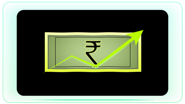 Rupee Note with Arrow Up Showing Currency Growth