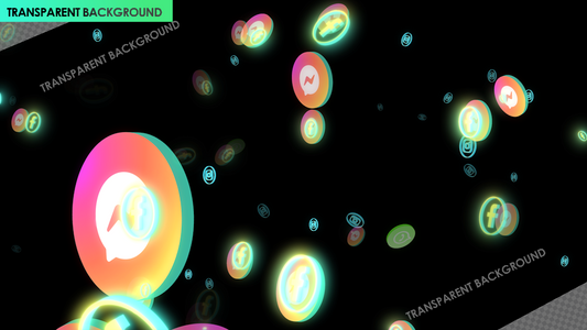 Social Media Icon Burst Glowing Loop Overlay