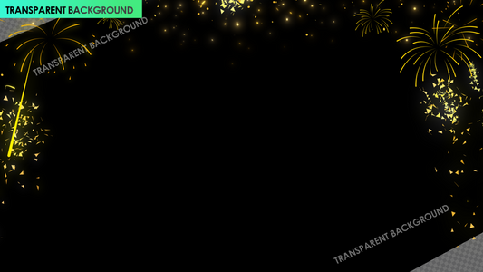 Golden Firework Frame with Glowing Poppers