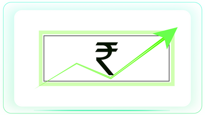 White Rupee Note with Green Arrow Up