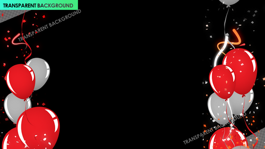 Red and White Balloon Floating Frame Popups with Paper and Ribbons