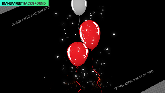 Red Balloon with Popper Celebration in Air