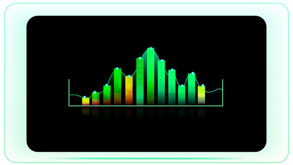 Graph Up Digital Textured Glitch Edges Gradient Curve Bar Chart