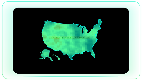 United States Map with Glitch Neon HUD