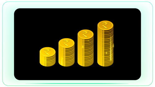 INR Rupees Coins Stacked in Growth Bar Graph