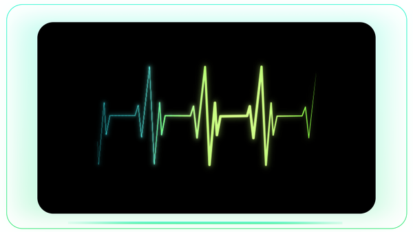 Heart ECG Waveform in Green and Cyan