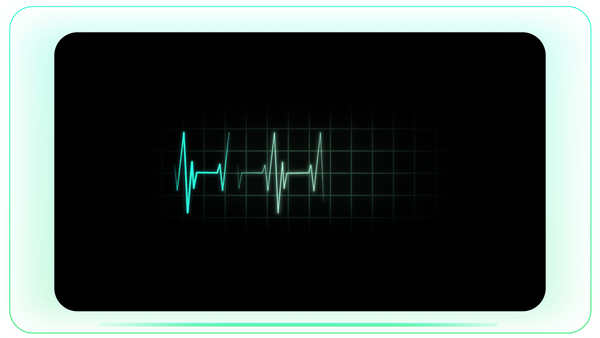 Heart ECG Waveform in Green and Cyan with LED Grid