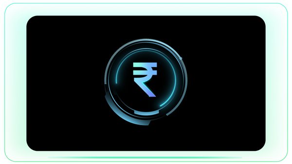 Rupee Currency Reveal with Blue Gradient and HUD Circle