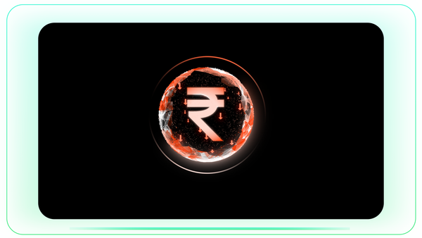 Rupee Currency with Arrows Down Global Animation