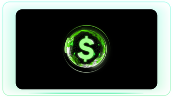 Neon Dollar Reveal with Global Influence and Rising Green Arrow