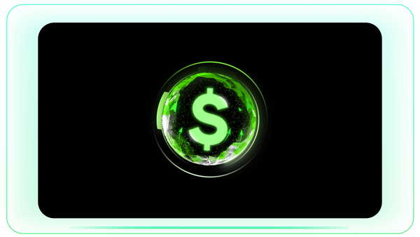 Neon Dollar Reveal with Global Influence and Rising Green Arrow