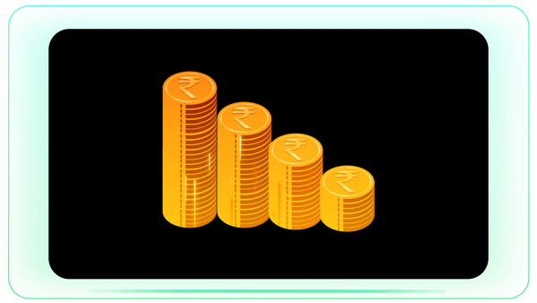 Indian Rupee Coins Decreasing and Increasing in Bar Graph