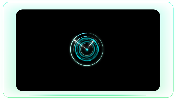 Neon Green HUD Tech Clock with Fast Time Movement