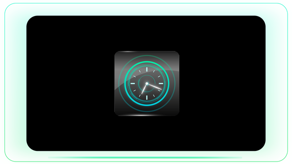 Neon Green Tech Clock with HUD Interface and Fast-Moving Time