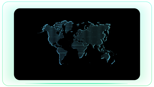 World Map Vertical Blinds Outline in Blue Tech Style