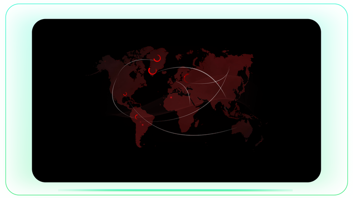 Global Alert World Map with Red Circles and Connected Dotted Paths