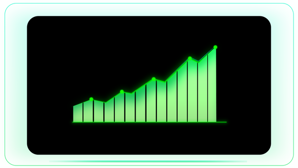 Rising Bar Graph with Green Line and Axis Points