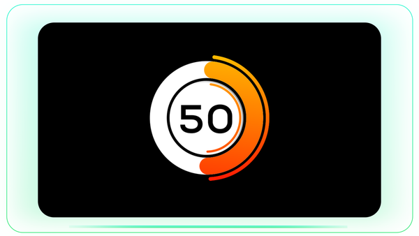 Orange and White 50% Pie Chart Infographic