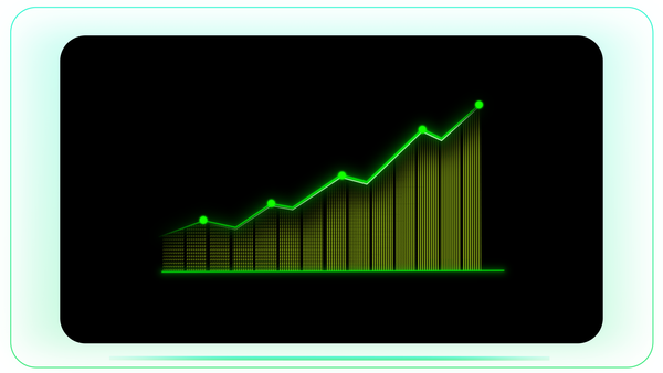 Upward Line and Bar Graph with Dotted Structure