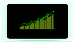 Rising Green Line Bar Graph with Axis Points
