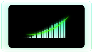 Green Upward Growth Bar Graph with Arrow