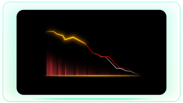 Red Grid Decline Chart with Downward Line