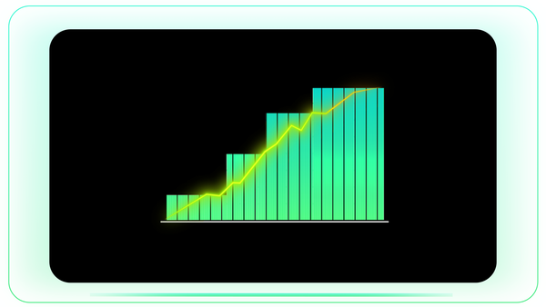 Bar Graph Box with Rising Line Chart for Growth Visualization