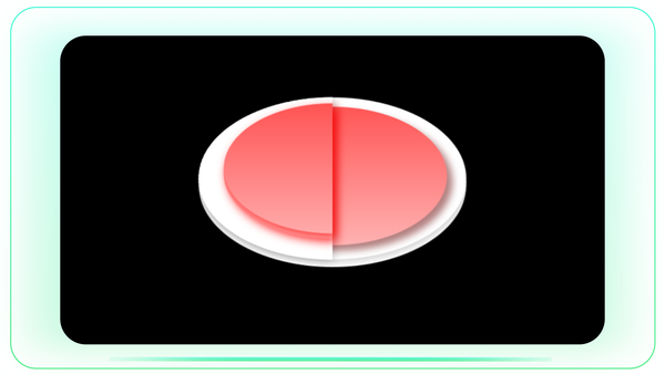 3D Red 50% Pie Chart with Inner Circle Reveal