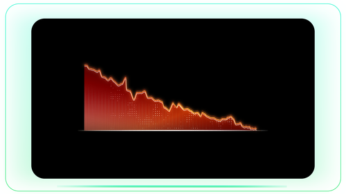 Gradient Red Decline Bar Graph with Line Border