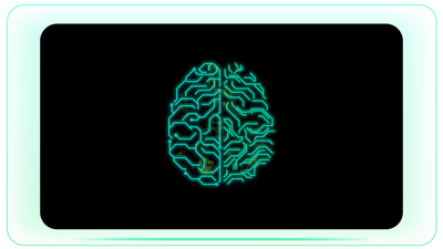 Brain Top View with Network and Signals in Head Biology Technology