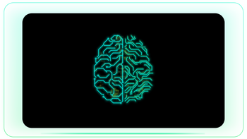 Brain Top View with Network and Signals in Head Biology Technology