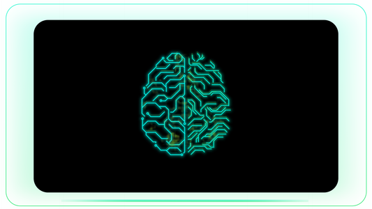 Brain Top View with Network and Signals in Head Biology Technology
