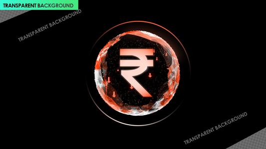 Rupee Currency with Arrows Down Global Animation