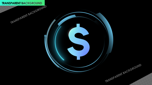 Dollar USD Symbol Currency Reveal with Blue Gradient HUD Circle