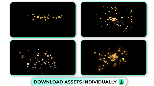 Golden Glitter Hearts with Multicolor Variations for Fun and Celebration