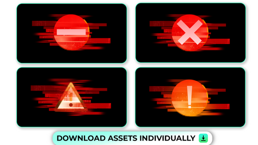 Red and Orange Rectangular Morphing Error Signs for Warning and Alert