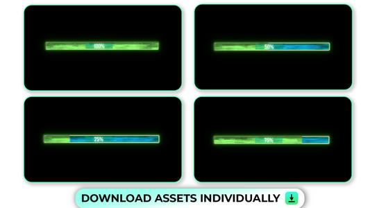 Tech Glitch Loading Bar Infographics with 25%-100% Reveal