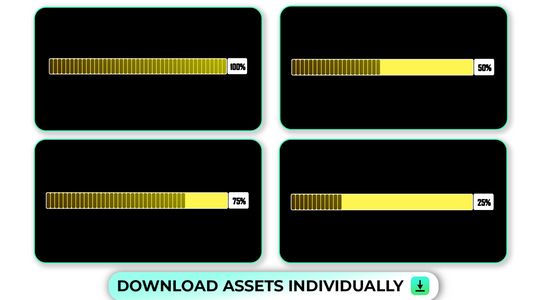 Cartoon Pop Progress and Load Bars with 25% to 100% Fill