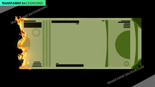 Realistic Burning Currency Note with Green Ashes
