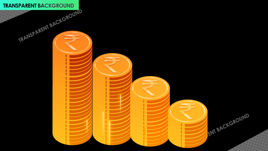 Indian Rupee Coins Decreasing and Increasing in Bar Graph